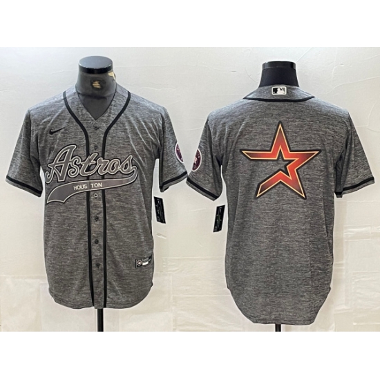 Men Houston Astros Grey Team Big Logo With Patch Cool Base Stitched Baseball Jerseys 1 Men Houston Astros Grey Team Big Logo With Patch Cool Base Stitched Baseball Jerseys 1
