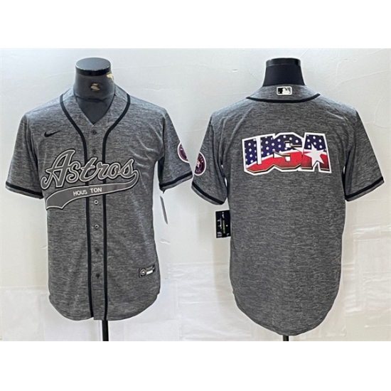 Men Houston Astros Grey Team Big Logo With Patch Cool Base Stitched Baseball Jerseys Men Houston Astros Grey Team Big Logo With Patch Cool Base Stitched Baseball Jerseys