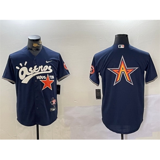Men Houston Astros Navy Team Big Logo Cactus Jack Style Vapor Premier Limited Stitched Baseball Jersey Men Houston Astros Navy Team Big Logo Cactus Jack Style Vapor Premier Limited Stitched Baseball Jersey