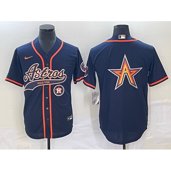 Men Houston Astros Navy Team Big Logo With Patch Cool Base Stitched Baseball Jersey 3 Men Houston Astros Navy Team Big Logo With Patch Cool Base Stitched Baseball Jersey 3