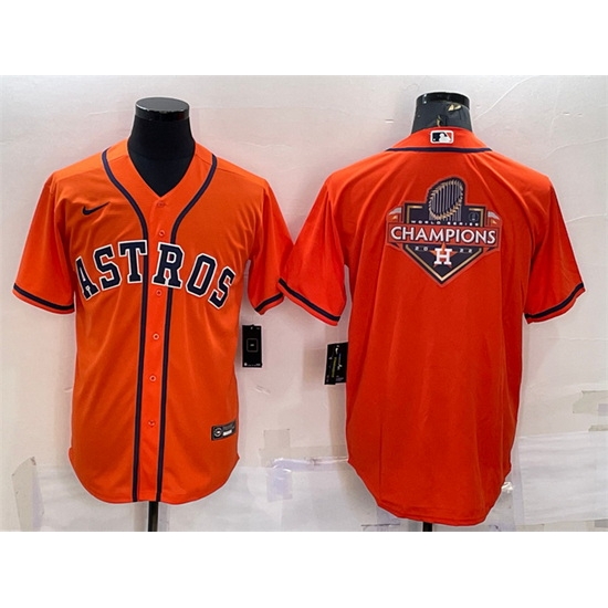 Men Houston Astros Orange 2022 World Series Champions Team Big Logo Cool Base Stitched Jersey Men Houston Astros Orange 2022 World Series Champions Team Big Logo Cool Base Stitched Jersey