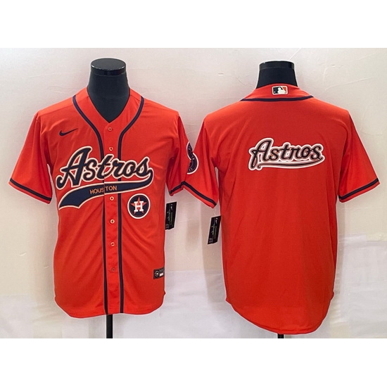 Men Houston Astros Orange Team Big Logo With Patch Cool Base Stitched Baseball Jersey 1 Men Houston Astros Orange Team Big Logo With Patch Cool Base Stitched Baseball Jersey 1