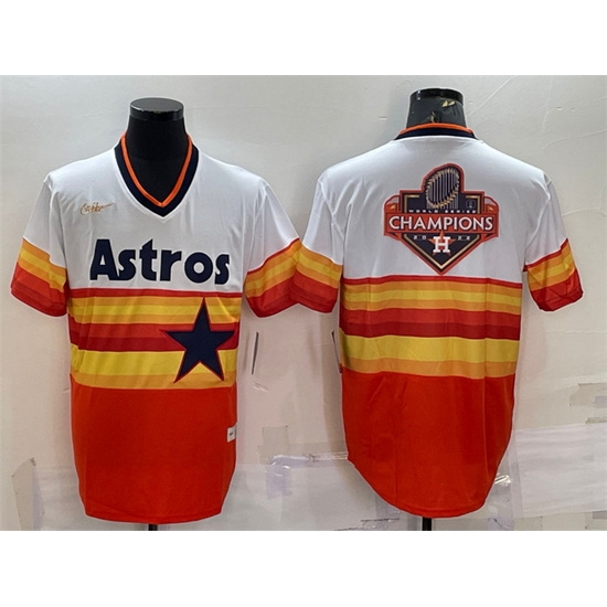 Men Houston Astros Orange White 2022 World Series Champions Team Big Logo Cool Base Stitched Jersey Men Houston Astros Orange White 2022 World Series Champions Team Big Logo Cool Base Stitched Jersey
