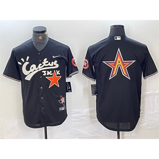 Men Houston Astros Team Big Logo Black Cactus Jack Vapor Premier Limited Stitched Baseball Jersey 2 Men Houston Astros Team Big Logo Black Cactus Jack Vapor Premier Limited Stitched Baseball Jersey 2