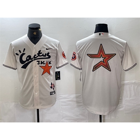 Men Houston Astros Team Big Logo Cream Cactus Jack Vapor Premier Limited Stitched Baseball Jersey 3 Men Houston Astros Team Big Logo Cream Cactus Jack Vapor Premier Limited Stitched Baseball Jersey 3