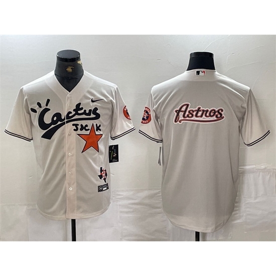 Men Houston Astros Team Big Logo Cream Cactus Jack Vapor Premier Limited Stitched Baseball Jerseys 1 Men Houston Astros Team Big Logo Cream Cactus Jack Vapor Premier Limited Stitched Baseball Jerseys 1