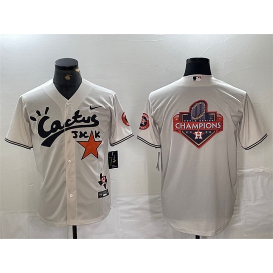 Men Houston Astros Team Big Logo Cream Cactus Jack Vapor Premier Limited Stitched Baseball Jerseys Men Houston Astros Team Big Logo Cream Cactus Jack Vapor Premier Limited Stitched Baseball Jerseys