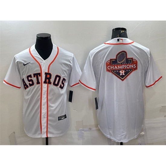 Men Houston Astros White 2022 World Series Champions Team Big Logo Cool Base Stitched Jersey Men Houston Astros White 2022 World Series Champions Team Big Logo Cool Base Stitched Jersey