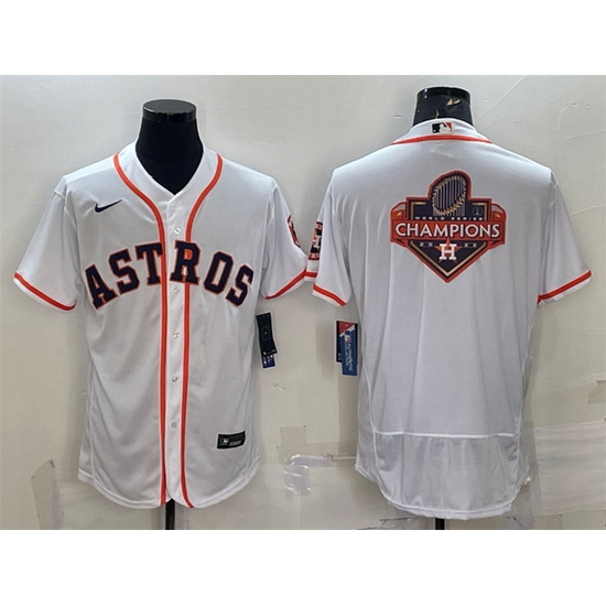 Men Houston Astros White 2022 World Series Champions Team Big Logo Flex Base Stitched Jersey Men Houston Astros White 2022 World Series Champions Team Big Logo Flex Base Stitched Jersey