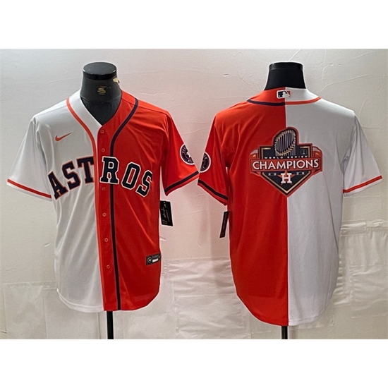 Men Houston Astros White Orange Split Team Big Logo With Patch Cool Base Stitched Baseball Jerseys Men Houston Astros White Orange Split Team Big Logo With Patch Cool Base Stitched Baseball Jerseys