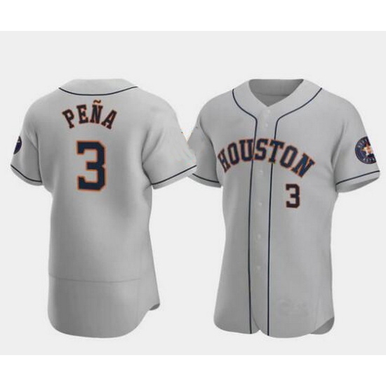 Men New Houston Astros #3 Jeremy Pena Grey Stitched Jersey Men New Houston Astros #3 Jeremy Pena Grey Stitched Jersey