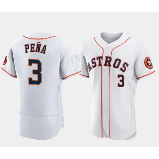 Men New Houston Astros #3 Jeremy Pena White Stitched Jersey Men New Houston Astros #3 Jeremy Pena White Stitched Jersey