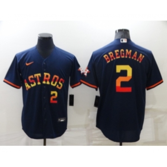 Men's Houston Astros #2 Alex Bregman Number Navy Blue Rainbow Stitched MLB Cool Base Nike Jersey Men's Houston Astros #2 Alex Bregman Number Navy Blue Rainbow Stitched MLB Cool Base Nike Jersey