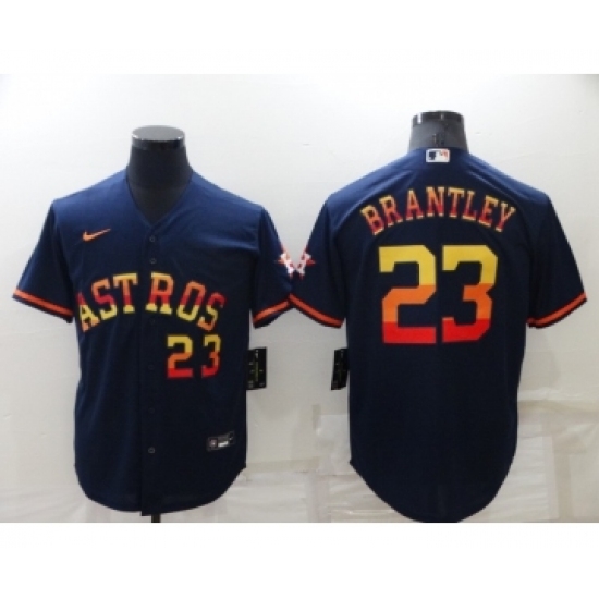Men's Houston Astros #23 Michael Brantley Number Navy Blue Rainbow Stitched MLB Cool Base Nike Jersey Men's Houston Astros #23 Michael Brantley Number Navy Blue Rainbow Stitched MLB Cool Base Nike Jersey