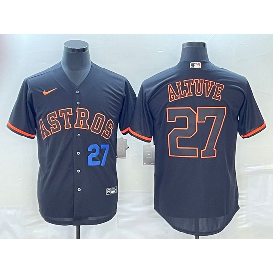Men's Houston Astros #27 Jose Altuve Number Lights Out Black Fashion Stitched MLB Cool Base Nike Jerseys Men's Houston Astros #27 Jose Altuve Number Lights Out Black Fashion Stitched MLB Cool Base Nike Jerseys