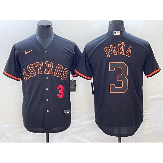 Men's Houston Astros #3 Jeremy Pena Number Lights Out Black Fashion Stitched MLB Cool Base Nike Jersey2 Men's Houston Astros #3 Jeremy Pena Number Lights Out Black Fashion Stitched MLB Cool Base Nike Jersey2