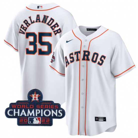 Men's Houston Astros #35 Justin Verlander White 2022 World Series Champions Home Stitched Baseball Jersey Men's Houston Astros #35 Justin Verlander White 2022 World Series Champions Home Stitched Baseball Jersey