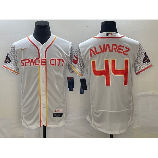 Men's Houston Astros #44 Yordan Alvarez Number White 2023 City Connect Flex Base Stitched Jersey2 Men's Houston Astros #44 Yordan Alvarez Number White 2023 City Connect Flex Base Stitched Jersey2