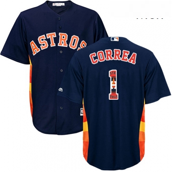 Mens Majestic Houston Astros 1 Carlos Correa Authentic Navy Blue Team Logo Fashion Cool Base MLB Jersey Mens Majestic Houston Astros 1 Carlos Correa Authentic Navy Blue Team Logo Fashion Cool Base MLB Jersey
