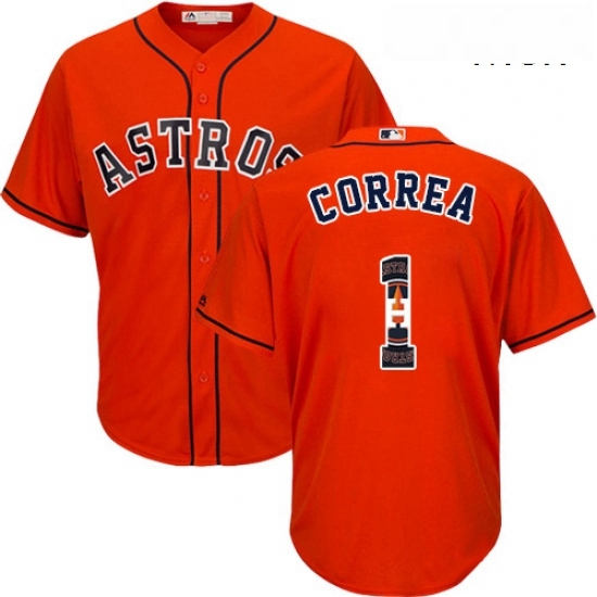 Mens Majestic Houston Astros 1 Carlos Correa Authentic Orange Team Logo Fashion Cool Base MLB Jersey Mens Majestic Houston Astros 1 Carlos Correa Authentic Orange Team Logo Fashion Cool Base MLB Jersey