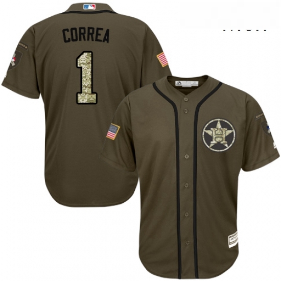 Mens Majestic Houston Astros 1 Carlos Correa Replica Green Salute to Service MLB Jersey Mens Majestic Houston Astros 1 Carlos Correa Replica Green Salute to Service MLB Jersey