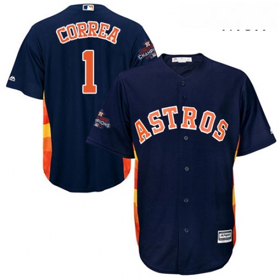Mens Majestic Houston Astros 1 Carlos Correa Replica Navy Blue Alternate 2017 World Series Champions Cool Base MLB Jersey Mens Majestic Houston Astros 1 Carlos Correa Replica Navy Blue Alternate 2017 World Series Champions Cool Base MLB Jersey