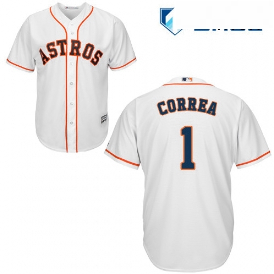 Mens Majestic Houston Astros 1 Carlos Correa Replica White Home Cool Base MLB Jersey Mens Majestic Houston Astros 1 Carlos Correa Replica White Home Cool Base MLB Jersey