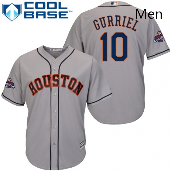 Mens Majestic Houston Astros 10 Yuli Gurriel Replica Grey Road 2017 World Series Champions Cool Base MLB Jersey Mens Majestic Houston Astros 10 Yuli Gurriel Replica Grey Road 2017 World Series Champions Cool Base MLB Jersey