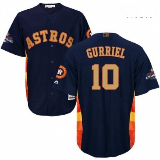 Mens Majestic Houston Astros 10 Yuli Gurriel Replica Navy Blue Alternate 2018 Gold Program Cool Base MLB Jersey Mens Majestic Houston Astros 10 Yuli Gurriel Replica Navy Blue Alternate 2018 Gold Program Cool Base MLB Jersey