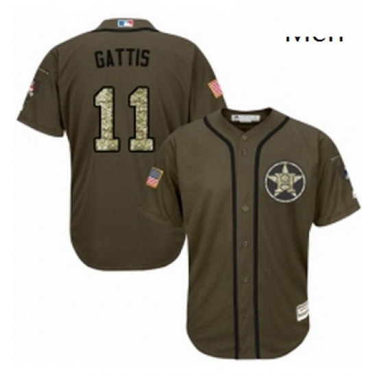 Mens Majestic Houston Astros 11 Evan Gattis Replica Green Salute to Service MLB Jersey Mens Majestic Houston Astros 11 Evan Gattis Replica Green Salute to Service MLB Jersey