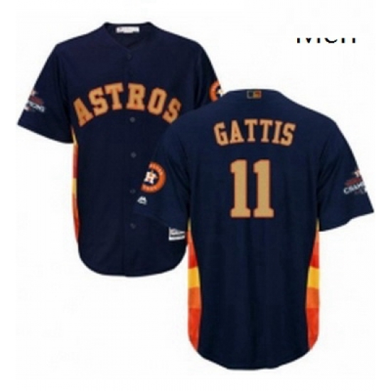 Mens Majestic Houston Astros 11 Evan Gattis Replica Navy Blue Alternate 2018 Gold Program Cool Base MLB Jersey Mens Majestic Houston Astros 11 Evan Gattis Replica Navy Blue Alternate 2018 Gold Program Cool Base MLB Jersey