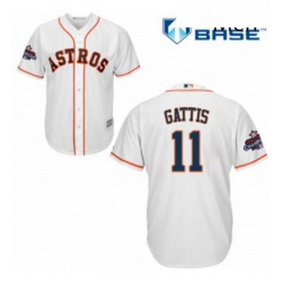 Mens Majestic Houston Astros 11 Evan Gattis Replica White Home 2017 World Series Champions Cool Base MLB Jersey Mens Majestic Houston Astros 11 Evan Gattis Replica White Home 2017 World Series Champions Cool Base MLB Jersey