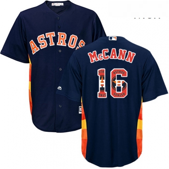 Mens Majestic Houston Astros 16 Brian McCann Authentic Navy Blue Team Logo Fashion Cool Base MLB Jersey Mens Majestic Houston Astros 16 Brian McCann Authentic Navy Blue Team Logo Fashion Cool Base MLB Jersey