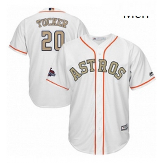 Mens Majestic Houston Astros 20 Preston Tucker Replica White 2018 Gold Program Cool Base MLB Jersey Mens Majestic Houston Astros 20 Preston Tucker Replica White 2018 Gold Program Cool Base MLB Jersey