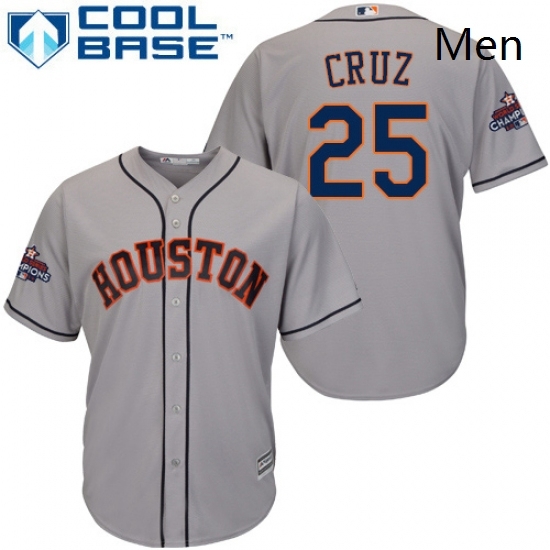 Mens Majestic Houston Astros 25 Jose Cruz Jr Replica Grey Road 2017 World Series Champions Cool Base MLB Jersey Mens Majestic Houston Astros 25 Jose Cruz Jr Replica Grey Road 2017 World Series Champions Cool Base MLB Jersey