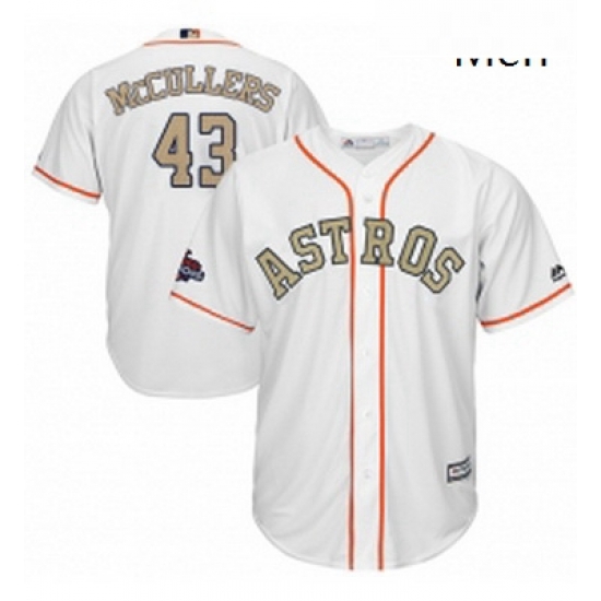 Mens Majestic Houston Astros 43 Lance McCullers Replica White 2018 Gold Program Cool Base MLB Jersey Mens Majestic Houston Astros 43 Lance McCullers Replica White 2018 Gold Program Cool Base MLB Jersey