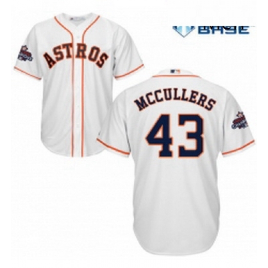 Mens Majestic Houston Astros 43 Lance McCullers Replica White Home 2017 World Series Champions Cool Base MLB Jersey Mens Majestic Houston Astros 43 Lance McCullers Replica White Home 2017 World Series Champions Cool Base MLB Jersey