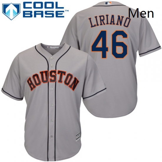 Mens Majestic Houston Astros 46 Francisco Liriano Replica Grey Road Cool Base MLB Jersey Mens Majestic Houston Astros 46 Francisco Liriano Replica Grey Road Cool Base MLB Jersey