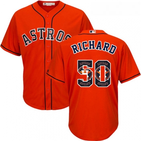 Mens Majestic Houston Astros 50 JR Richard Authentic Orange Team Logo Fashion Cool Base MLB Jersey Mens Majestic Houston Astros 50 JR Richard Authentic Orange Team Logo Fashion Cool Base MLB Jersey