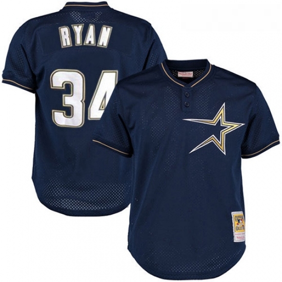 Mens Mitchell and Ness 1997 Houston Astros 34 Nolan Ryan Authentic Navy Blue Throwback MLB Jersey Mens Mitchell and Ness 1997 Houston Astros 34 Nolan Ryan Authentic Navy Blue Throwback MLB Jersey