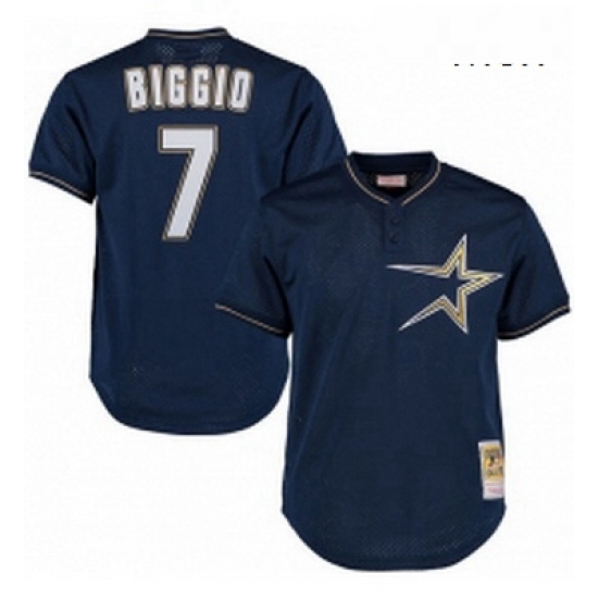 Mens Mitchell and Ness 1997 Houston Astros 7 Craig Biggio Replica Navy Blue Throwback MLB Jersey Mens Mitchell and Ness 1997 Houston Astros 7 Craig Biggio Replica Navy Blue Throwback MLB Jersey
