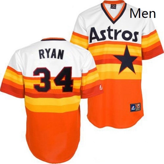 Mens Mitchell and Ness Houston Astros 34 Nolan Ryan Replica WhiteOrange Throwback MLB Jersey Mens Mitchell and Ness Houston Astros 34 Nolan Ryan Replica WhiteOrange Throwback MLB Jersey