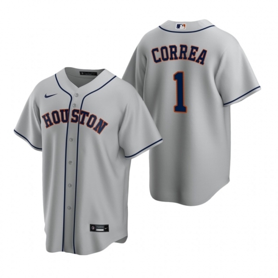 Mens Nike Houston Astros 1 Carlos Correa Gray Road Stitched Baseball Jerse Mens Nike Houston Astros 1 Carlos Correa Gray Road Stitched Baseball Jerse