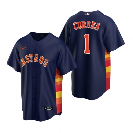 Mens Nike Houston Astros 1 Carlos Correa Navy Alternate Stitched Baseball Jerse Mens Nike Houston Astros 1 Carlos Correa Navy Alternate Stitched Baseball Jerse