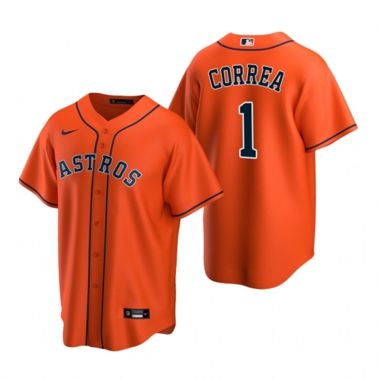 Mens Nike Houston Astros 1 Carlos Correa Orange Alternate Stitched Baseball Jerse Mens Nike Houston Astros 1 Carlos Correa Orange Alternate Stitched Baseball Jerse