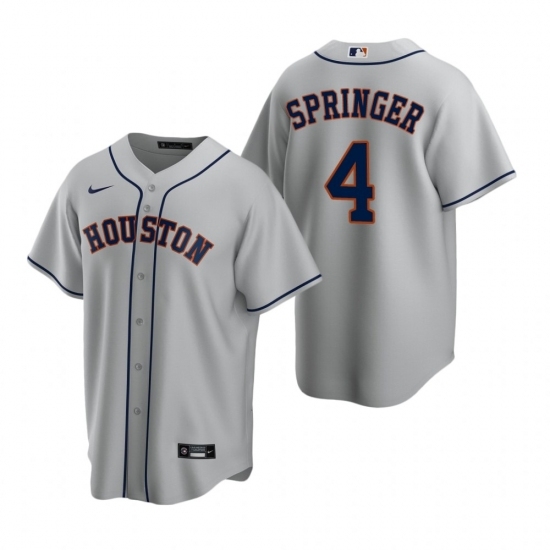 Mens Nike Houston Astros 4 George Springer Gray Road Stitched Baseball Jerse Mens Nike Houston Astros 4 George Springer Gray Road Stitched Baseball Jerse