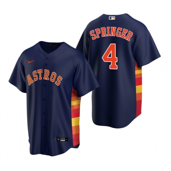 Mens Nike Houston Astros 4 George Springer Navy Alternate Stitched Baseball Jerse Mens Nike Houston Astros 4 George Springer Navy Alternate Stitched Baseball Jerse