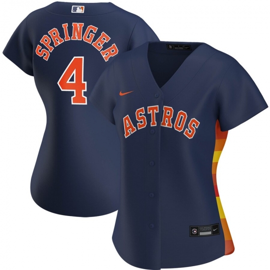 Houston Astros 4 George Springer Nike Women Alternate 2020 MLB Player Jersey Navy Houston Astros 4 George Springer Nike Women Alternate 2020 MLB Player Jersey Navy