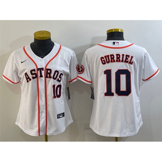 Women Houston Astros 10 Yuli Gurriel White With Patch Cool Base Stitched Baseball Jersey Women Houston Astros 10 Yuli Gurriel White With Patch Cool Base Stitched Baseball Jersey