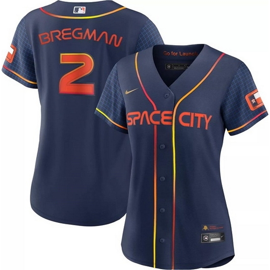 Women Houston Astros 2 Alex Bregman 2022 Navy City Connect Stitched Jersey